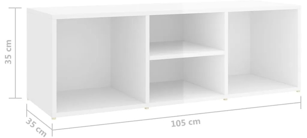 Banca depozitare pantofi, alb extralucios, 105x35x35 cm, PAL Alb foarte lucios, 1, Alb foarte lucios, 1