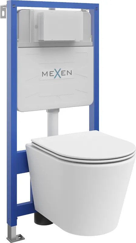Mexen Rico set incastrat WC cadru Fenix Slim cu vas WC și capac cu închidere lentă, alb mat - 61030724001