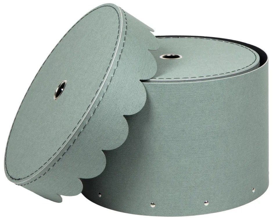Cutii de depozitare verde-mentă 2 buc. din carton cu capac ø 26x17,5 cm Wilma – Bigso Box of Sweden