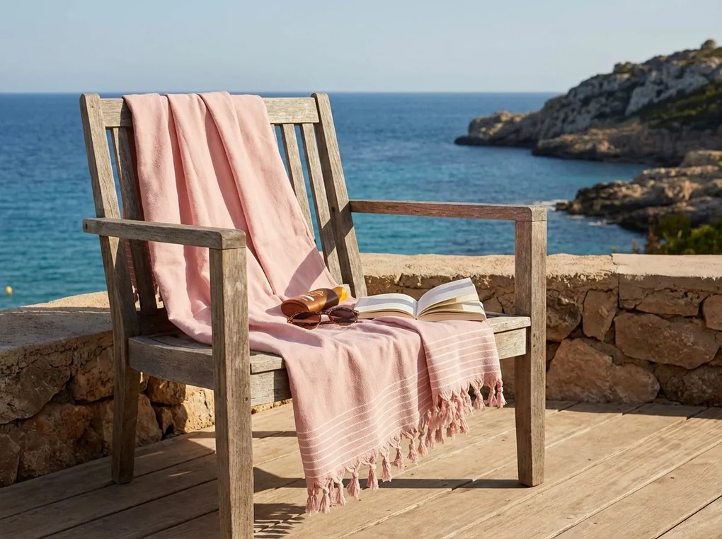 Prosop de plaja WALRA roz 90 x 180 cm, 100% bumbac