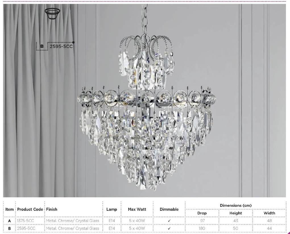 Candelabru cristal design elegant Empire 5L 1375-5CC SRT