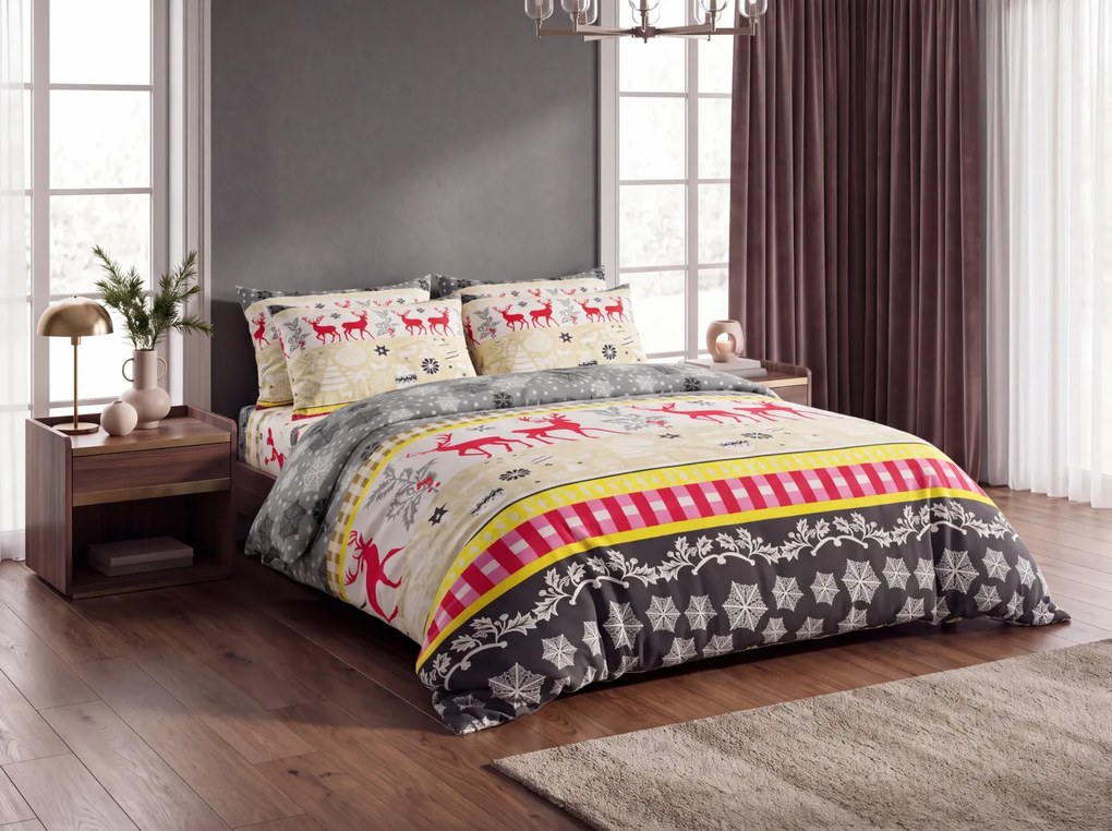Lenjerie de pat din flanel CHRISTMAS TIME colorata Dimensiune lenjerie de pat: 70 x 90 cm | 140 x 220 cm