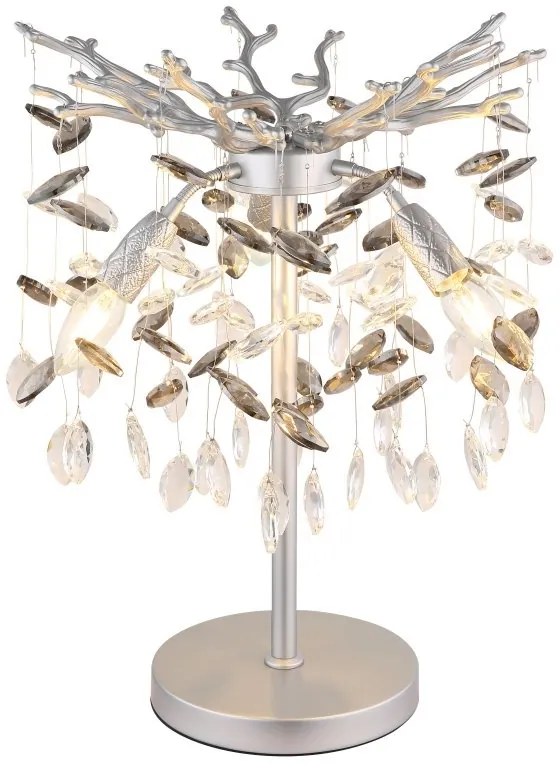 Veioza metal argintiu mat, cristale de sticla QUEENA