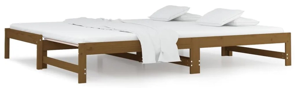 820440 vidaXL Pat de zi extensibil maro miere 2x(90x190) cm lemn masiv de pin