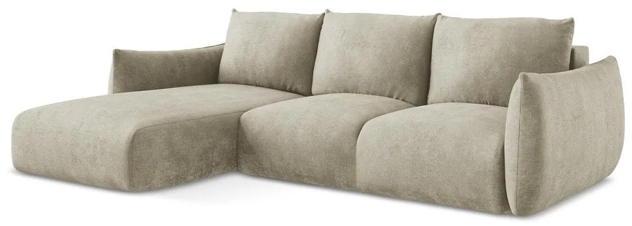 Colțar bej extensibil cu tapițerie din chenille (cu colț pe partea stângă/cu șezlong) Leila – Makamii