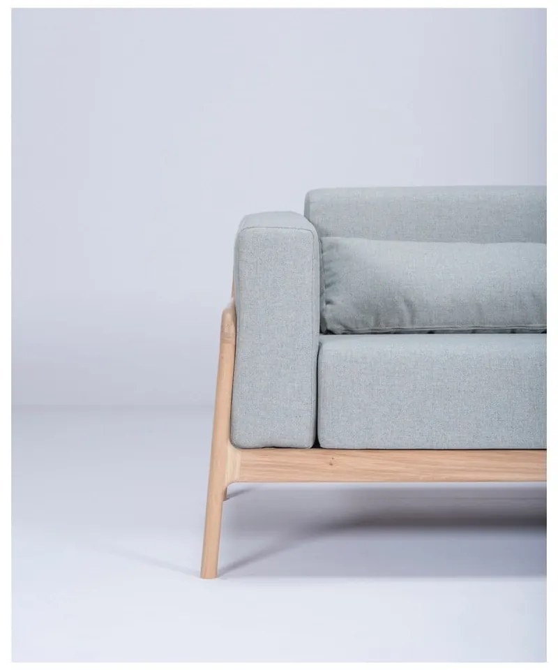 Canapea cu structură din lemn de stejar Gazzda Fawn Plus, 240 cm, albastru - gri