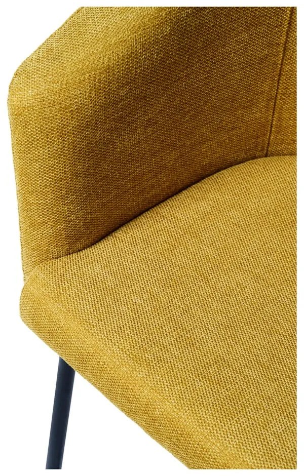 Scaun de sufragerie galben muștar cu cotiere tapițat Easton – Unique Furniture
