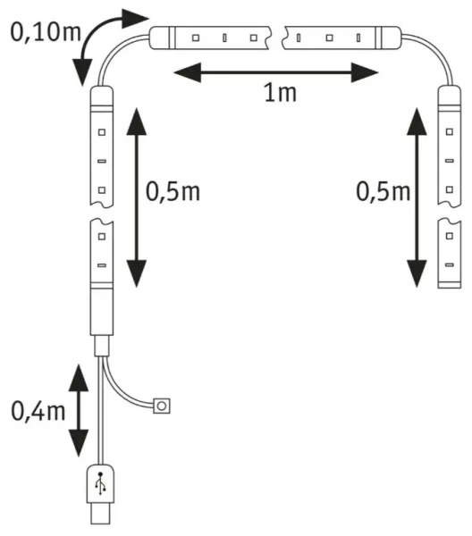 Bandă dimabilă pentru televizor LED/3,5W RGB 2m ZOLL 5V Paulmann 78880 + telecomandă