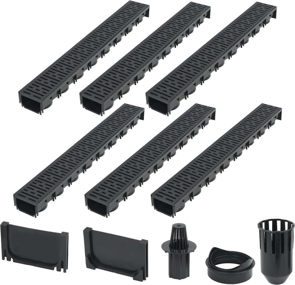 vidaXL Canale de drenaj, 6 buc., plastic, 6 m