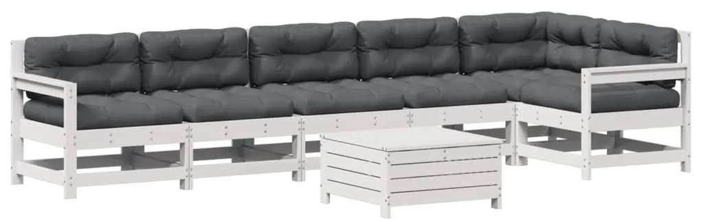 3250893 vidaXL Set mobilier de grădină cu perne, 7 piese, lemn masiv de pin