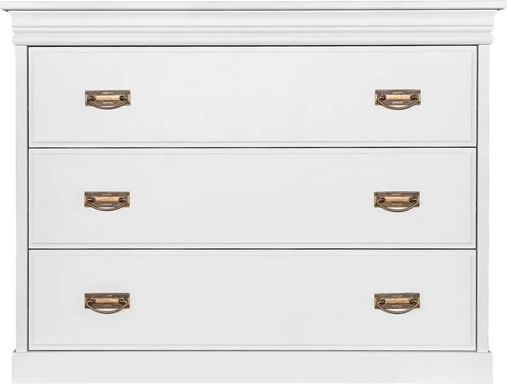 Comodă lemn masiv alb Florence, 107 × 42 × 83 cm