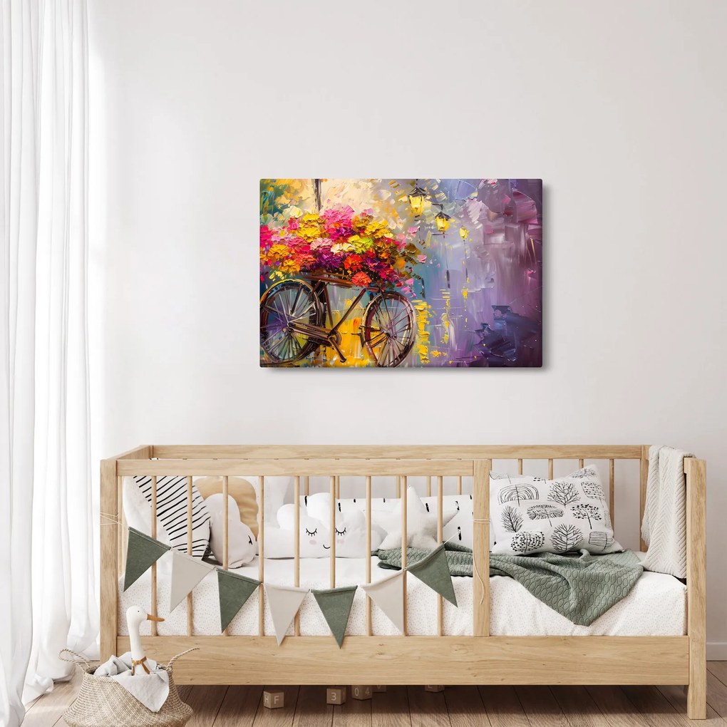 Tablou - Roată cu flori (90x60 cm)