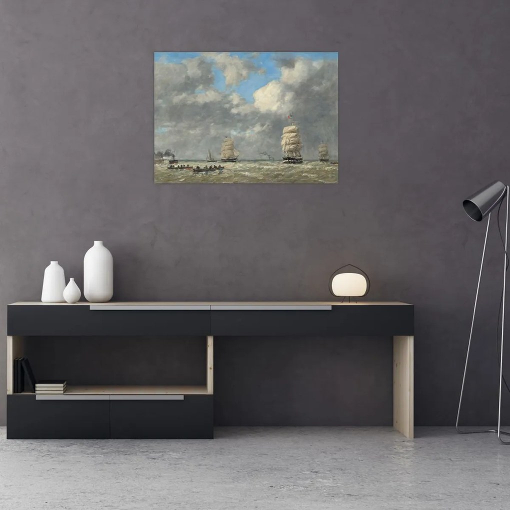 Tablou pe sticlă - Eugène Boudin, Le Havre, reproducere (70x50 cm)