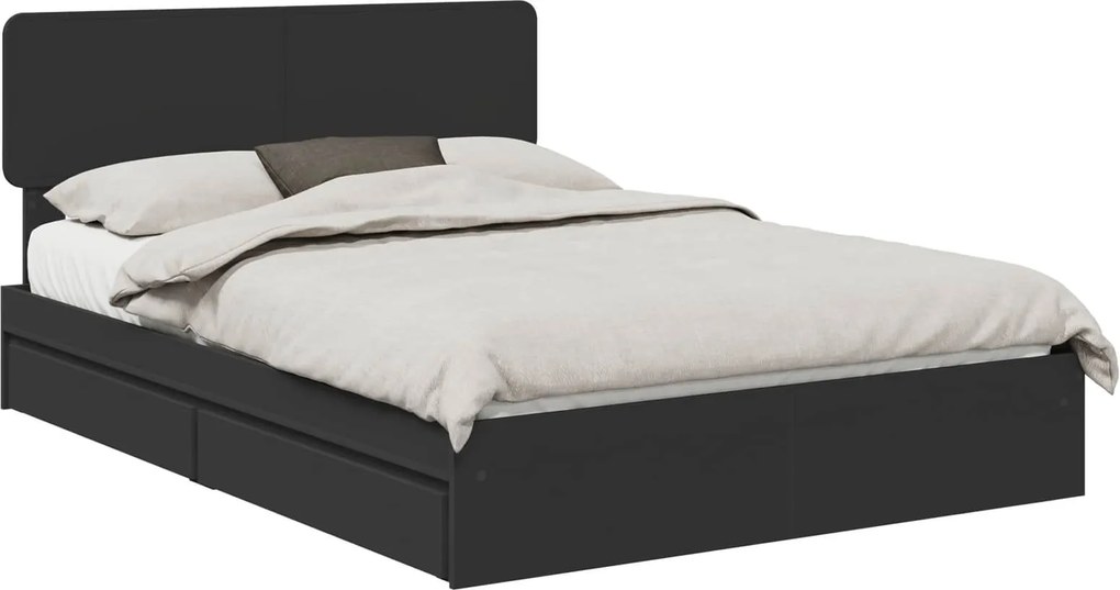 vidaXL Pat cu storage cu headboard Negru 150 x 200 cm Lemn compozit