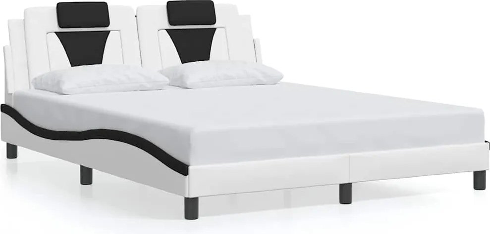 vidaXL Cadru de pat, Viana, fără saltea, alb/negru, 160x200 cm, piele ecologică