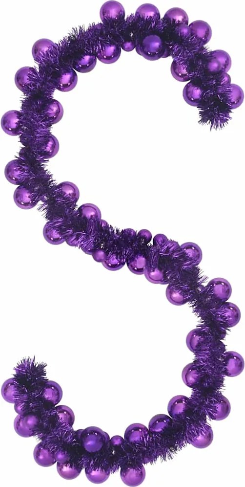 vidaXL Ghirlandă cu Bile de Crăciun Violet 186 cm Polistiren