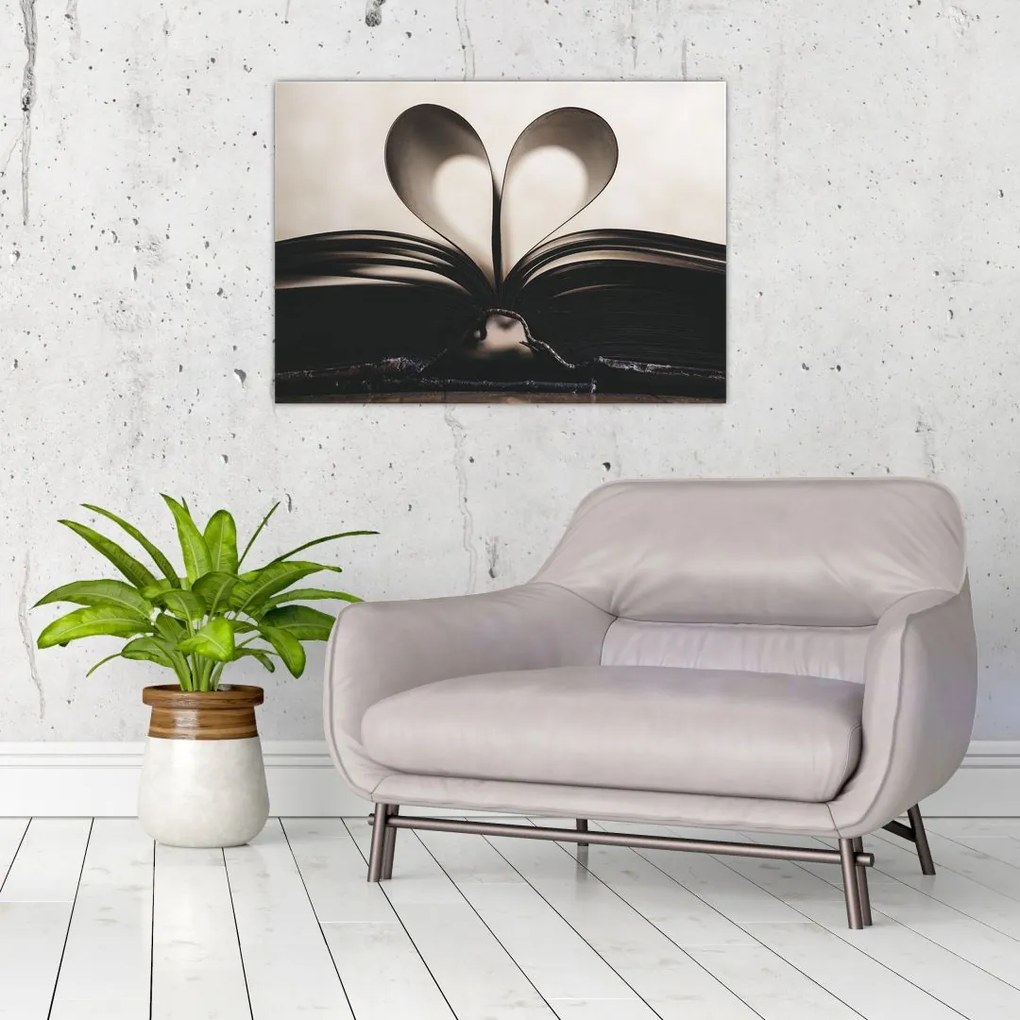 Tablou pe sticlă cu carte (70x50 cm)