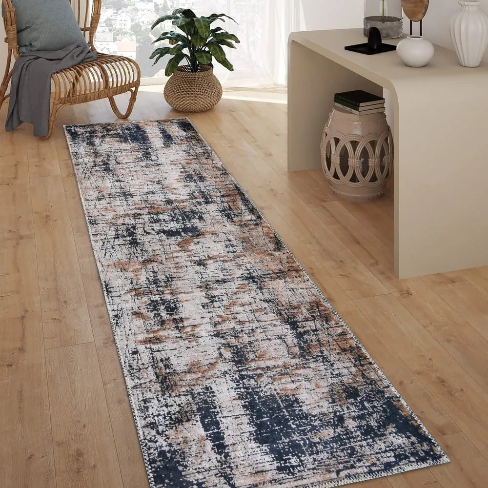 Covor tip traversă albastru lavabil 80x300 cm Abstract Colors – Vitaus