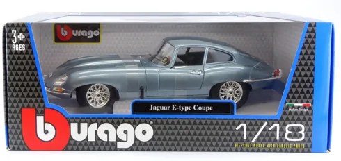 Macheta Bburago Jaguar E Cup 1:18, albastru argintiu