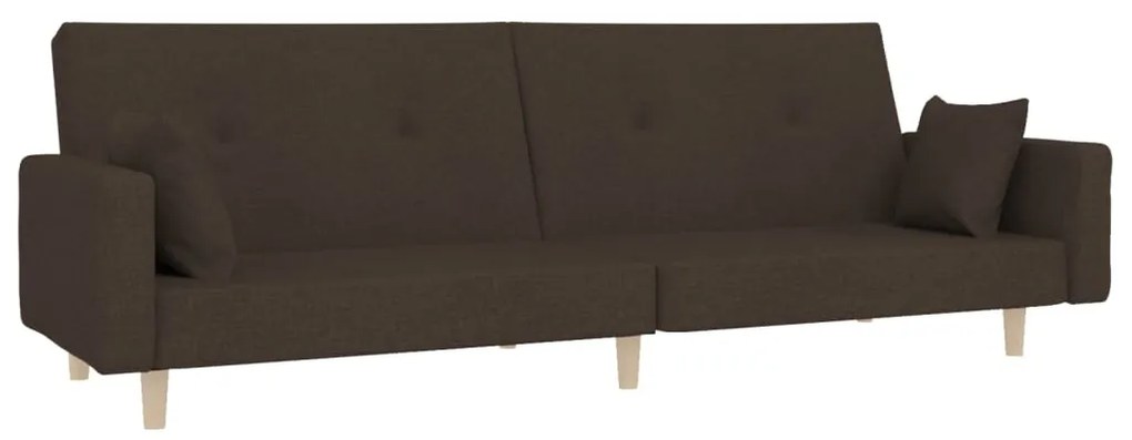 Canapea extensibila 2 locuri, cu taburet, maro inchis, textil Maro inchis, Cu suport de picioare