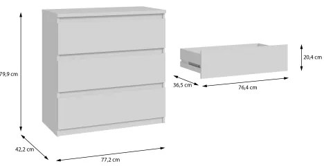 Comodă cu sertare MAO, albă
