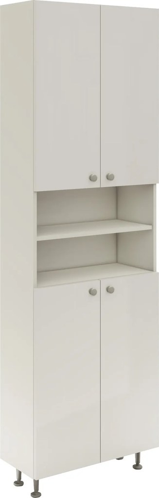 Soldat Baie Zaria, 4 Usi, Alb lucios/Alb, MDF, L 60 x l 27 x H 190 cm