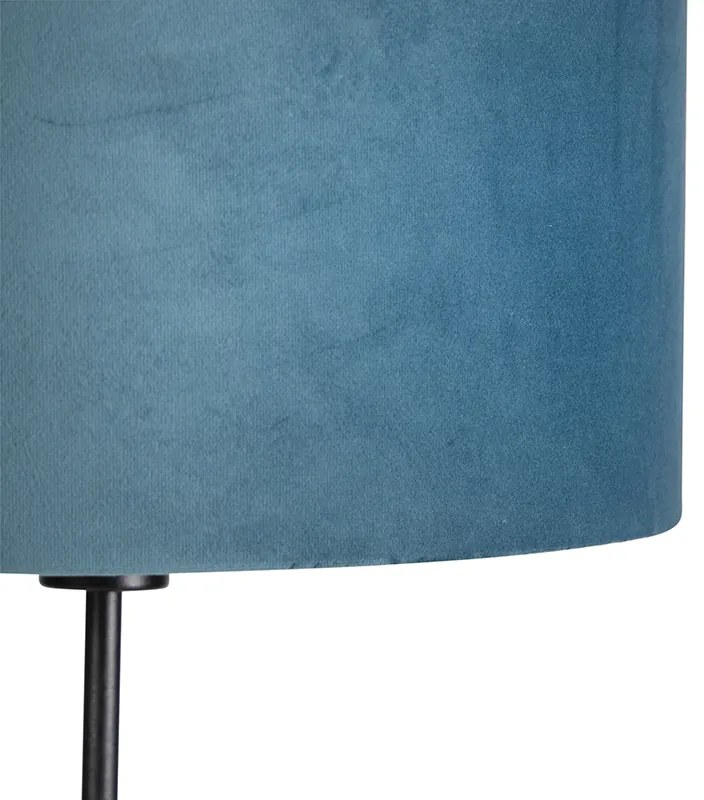 Lampă de podea neagră cu abajur din catifea albastră cu auriu 35 cm - Parte