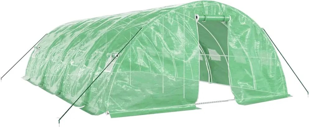 vidaXL Seră cu cadru din oțel, verde, 40 m², 8x5x2,3 m
