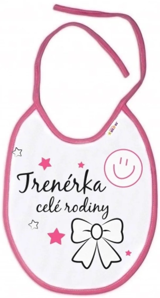 Baby Nellys Bavetă impermeabilă Antrenor întreg familii, 24 x 27 cm - roz