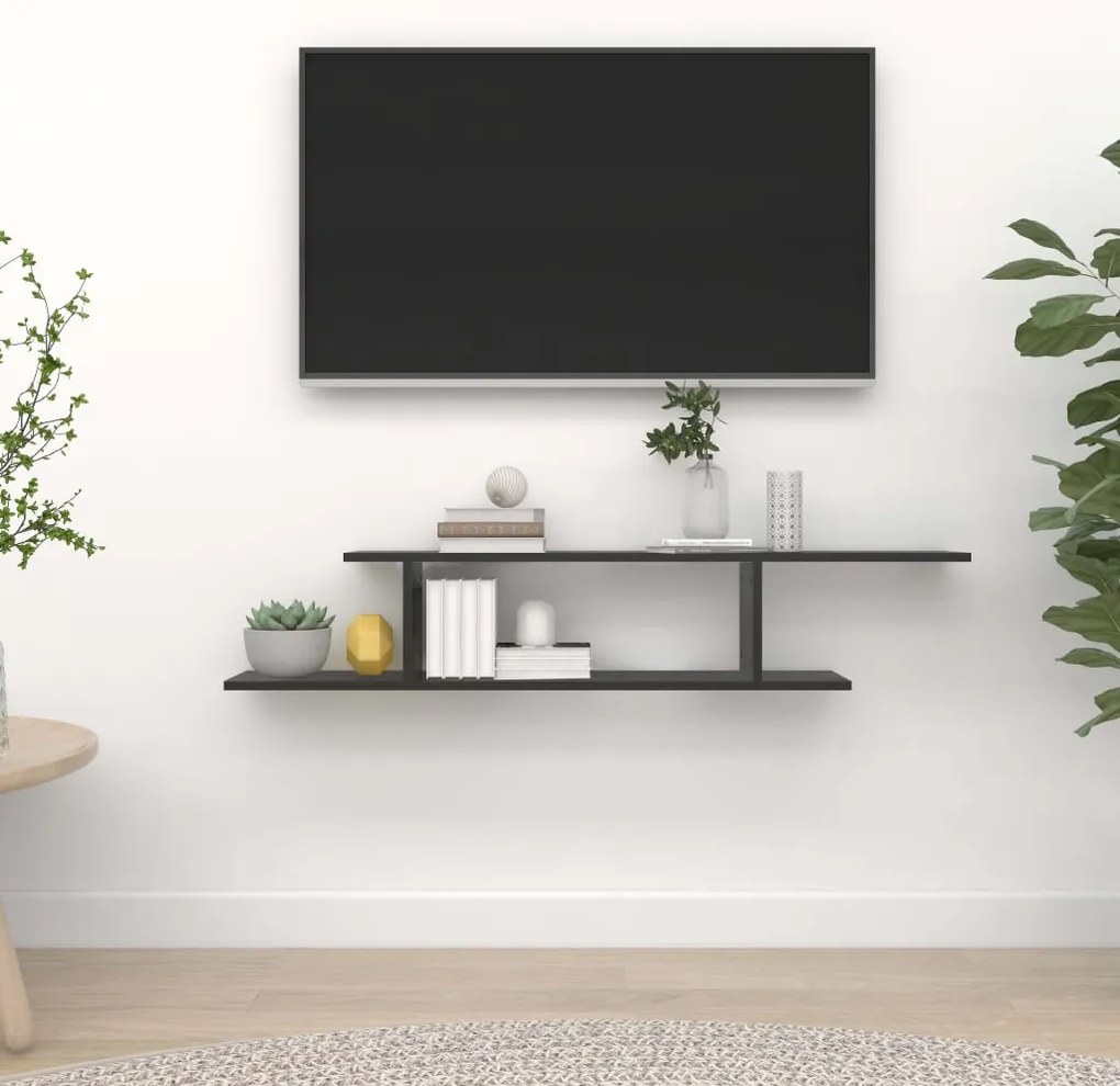 vidaXL Raft TV cu montaj pe perete, negru, 125x18x23 cm, PAL