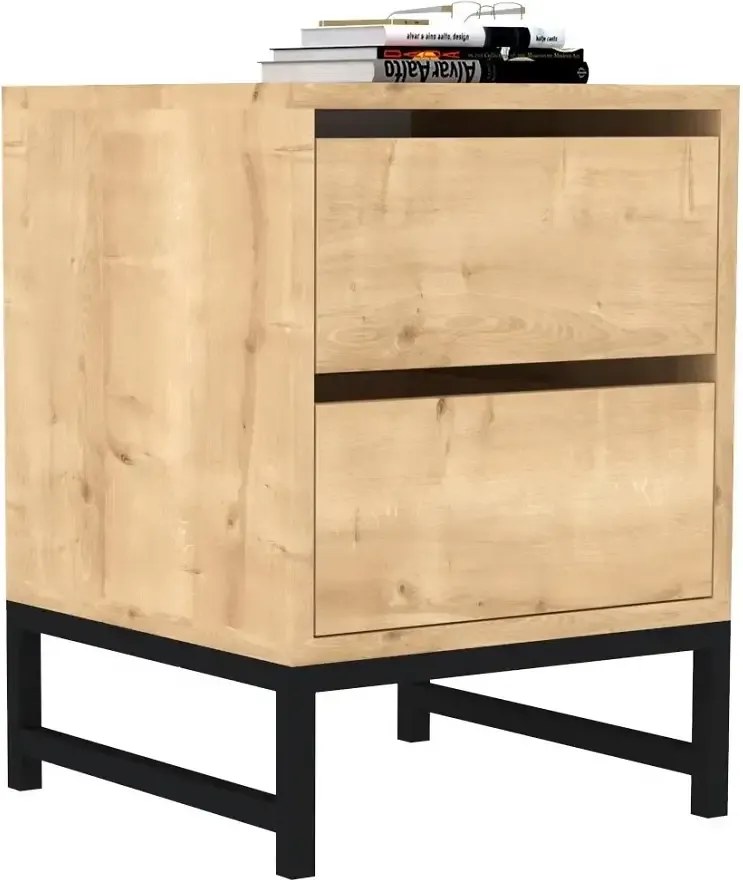 Noptiera Oliva cu 2 sertar culoare nuc 55 cm