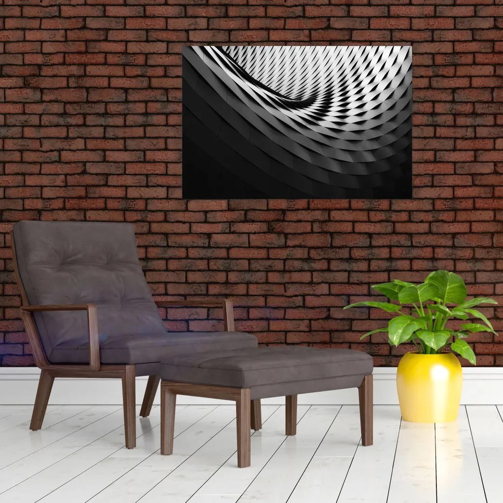 Tablou abstract - spirală alb neagră (90x60 cm)