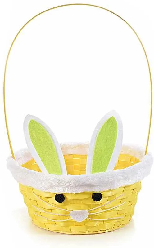 Cos bambus galben decor Iepuras Paste Ø 23 cm x 21 h