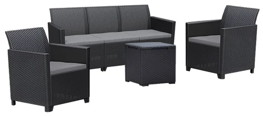 Set de mobilier de grădină Claire IV cu 5 locuri și masă de depozitare Vigo, grafit