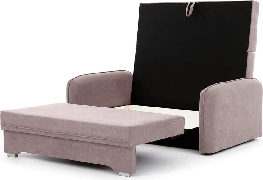 Canapea roz extensibilă/cu spațiu de depozitare cu tapițerie din chenille 155 cm Laine – ELTAP