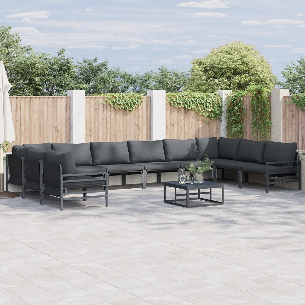 vidaXL Set de canapele pentru grădină 11 pcs Antracit Oțel