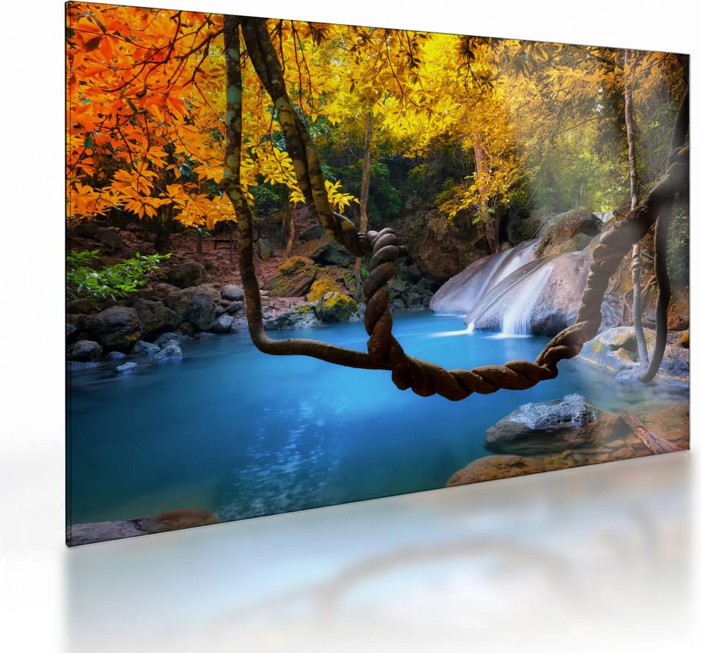 Tablou pe sticlă - Cascade din Asia (70x50 cm)