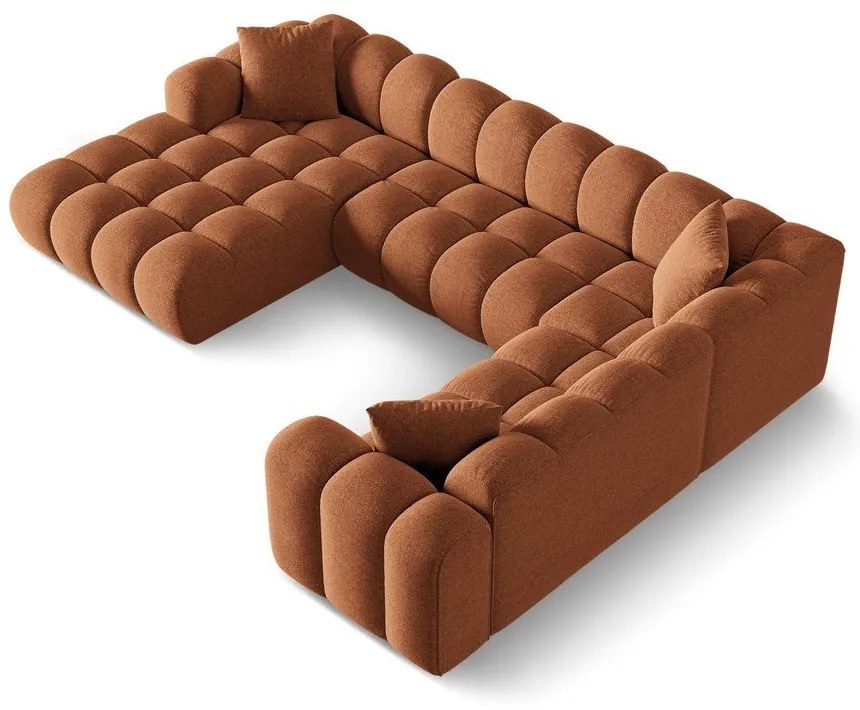 Colțar teracotă cu tapițerie din chenille (cu colț pe partea dreaptă/în formă de "U") Treno – Cosmopolitan Design