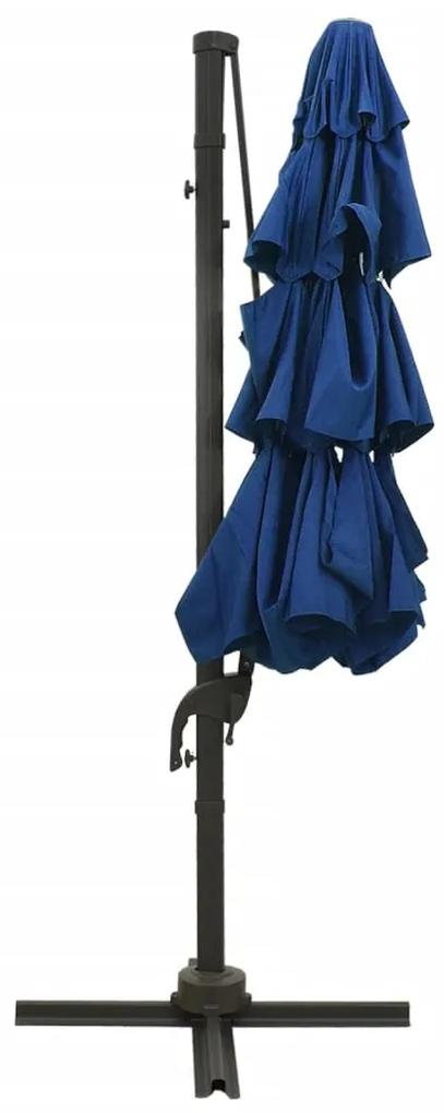 Umbrela de soare 4 niveluri, stalp de aluminiu, azuriu, 3x3 m azure blue