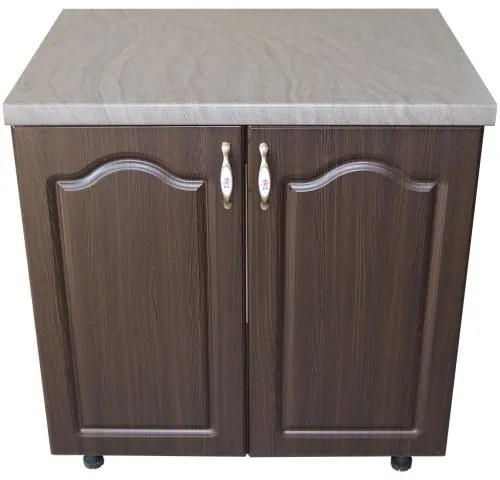 Masca pentru chiuveta cu 2 usi 80 cm Zebra, wenge/MDF Wenge Mustata, cu blat Beton, 80 x 85 x 60 cm