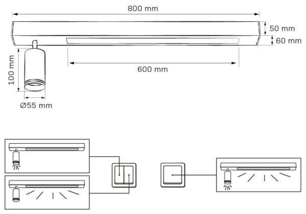 Plafonieră LED PARIS LED/24W/230V + 1xGU10/10W negru