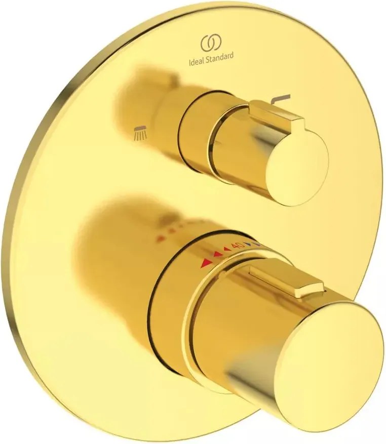 Baterie cada - dus incastrata Ideal Standard Ceratherm T100 auriu periat fara corp ingropat
