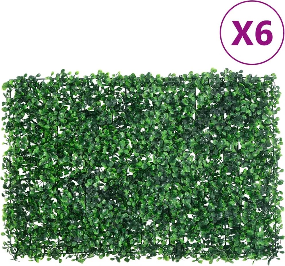 vidaXL Gard din frunze de arbust artificiale, 6 buc., verde, 40x60 cm