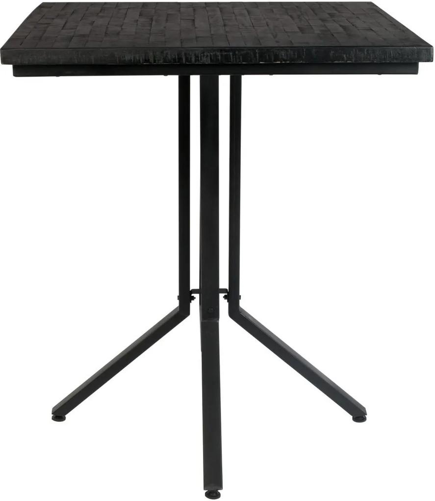 Masa bar lemn de tec negru Counter Table Maze Square Black 75x75x93cm | WHITE LABEL LIVING