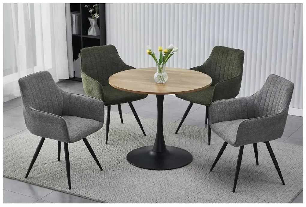 Masa de dining rotunda AMADEO II 90x90 cm, decor stejar