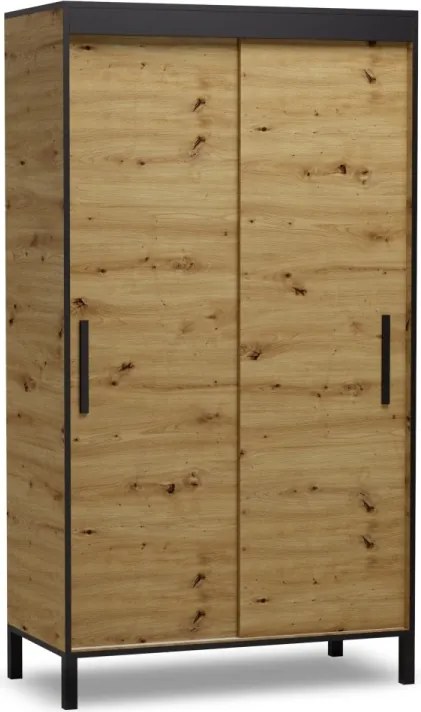 Dulap cu usi glisante 120x221 cm, Baros, ADRK Furniture (Culoare: Alb)