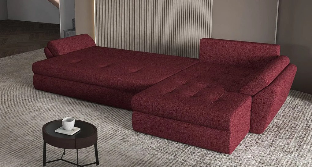 Colțar extensibil dumonde cu ladă de depozitare si sezut confortabil din spuma high-density, Loana XL Enjoy Winery 335x185 cm