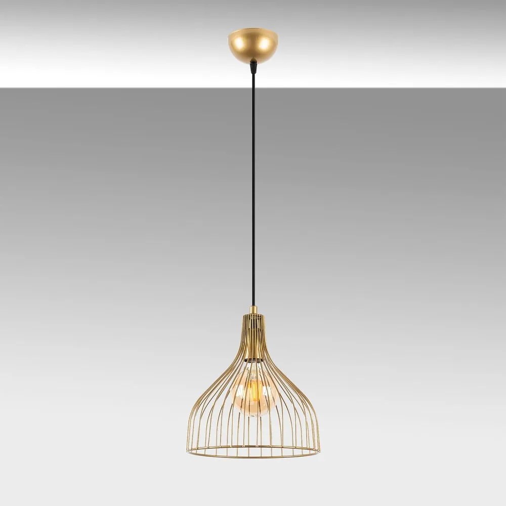 Lustră aurie cu abajur din metal ø 25 cm Cafu – Opviq lights
