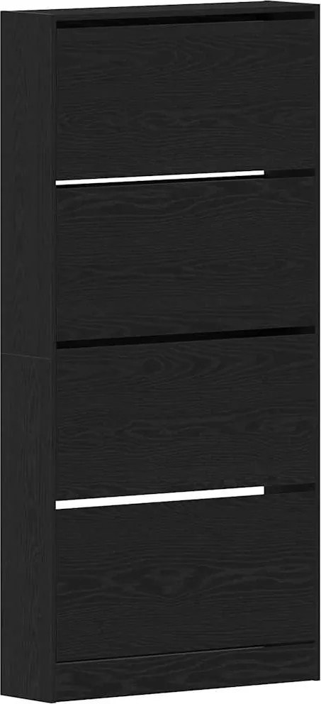 vidaXL Dulap pentru pantofi cu raft Stejar Negru 80 x 21 x 163,5 cm