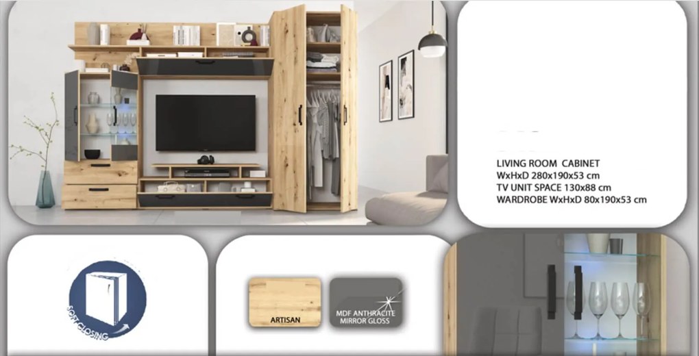 Living GLOBAL130 - artisan/antracit HG